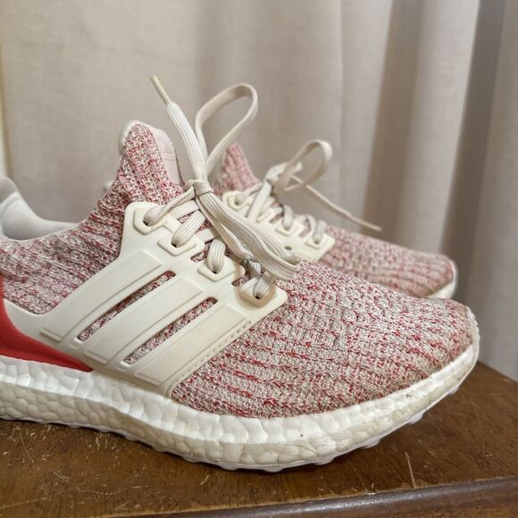 EUC adidas Ultra Boost 4.0 Chalk White Active Red Womans 6 DB3209 Shoes Running - Picture 3 of 15
